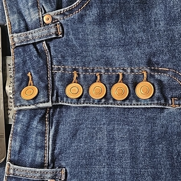 Celebrity Pink button, Distressed, Mid Rise size 7/28 super stretchy  sexy fit - Picture 2 of 5